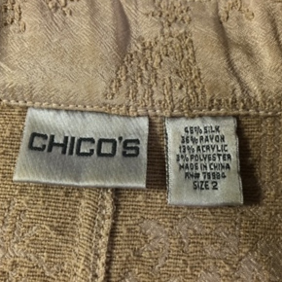 Chico's Nehru Collar Loop Buttons Oriental Textured Print Jacket Size 2 - Picture 7 of 7